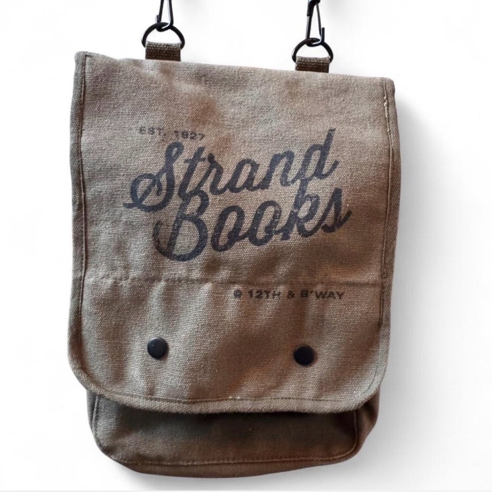 Vintage Khaki “STRAND BOOKS” Canvas Crossbody Bag - Picture 1 of 9